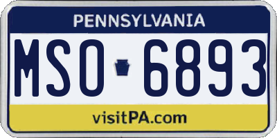 PA license plate MSO6893
