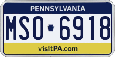 PA license plate MSO6918