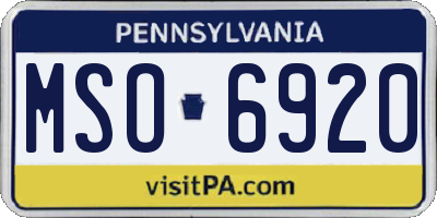 PA license plate MSO6920