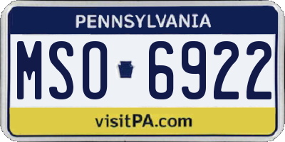 PA license plate MSO6922