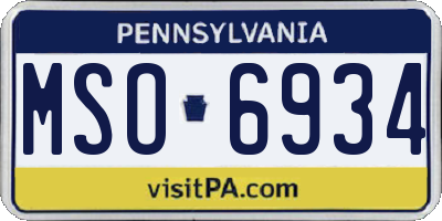 PA license plate MSO6934