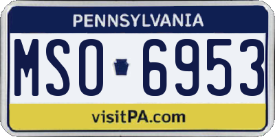 PA license plate MSO6953