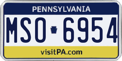 PA license plate MSO6954