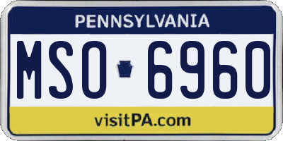 PA license plate MSO6960