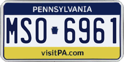 PA license plate MSO6961
