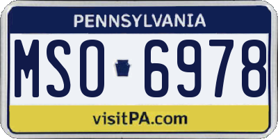 PA license plate MSO6978