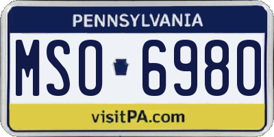 PA license plate MSO6980