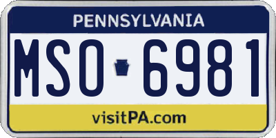 PA license plate MSO6981
