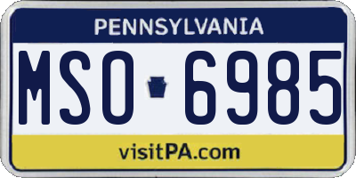 PA license plate MSO6985
