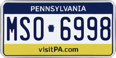 PA license plate MSO6998