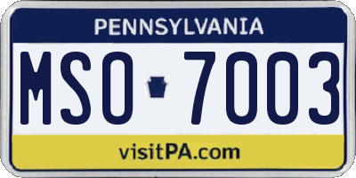 PA license plate MSO7003