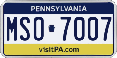 PA license plate MSO7007