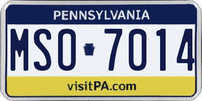 PA license plate MSO7014