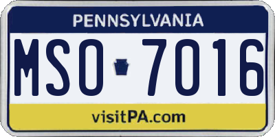 PA license plate MSO7016