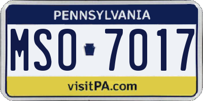 PA license plate MSO7017
