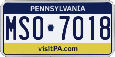 PA license plate MSO7018