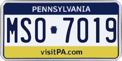 PA license plate MSO7019