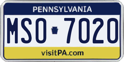 PA license plate MSO7020