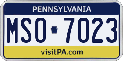 PA license plate MSO7023