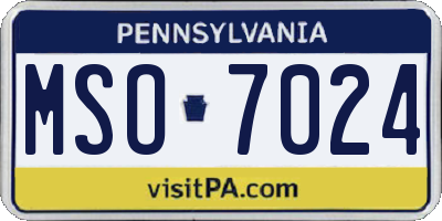 PA license plate MSO7024