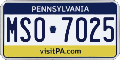 PA license plate MSO7025