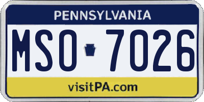 PA license plate MSO7026