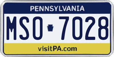 PA license plate MSO7028