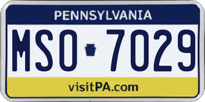 PA license plate MSO7029