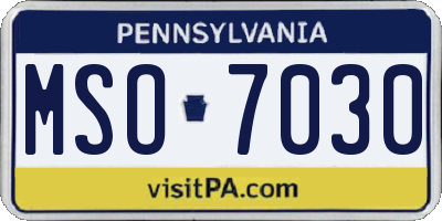 PA license plate MSO7030