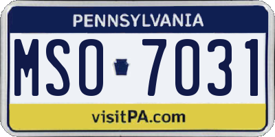PA license plate MSO7031