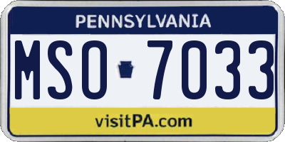 PA license plate MSO7033