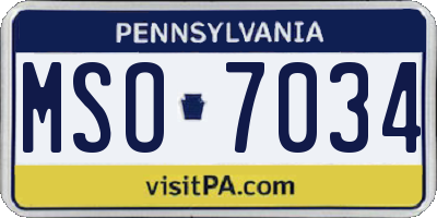 PA license plate MSO7034