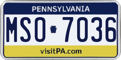 PA license plate MSO7036