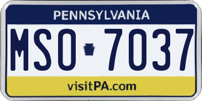 PA license plate MSO7037