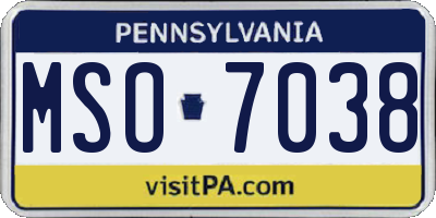 PA license plate MSO7038