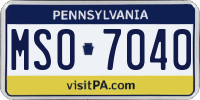 PA license plate MSO7040