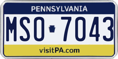 PA license plate MSO7043