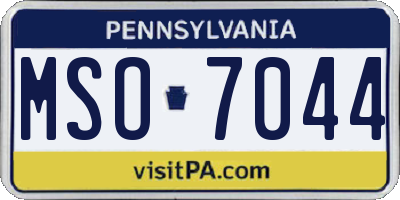 PA license plate MSO7044