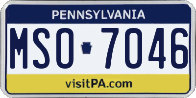 PA license plate MSO7046