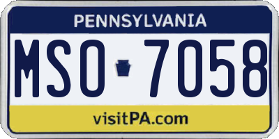 PA license plate MSO7058