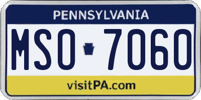 PA license plate MSO7060