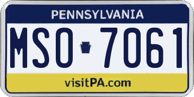 PA license plate MSO7061