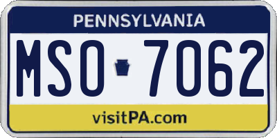 PA license plate MSO7062