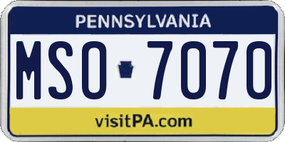 PA license plate MSO7070