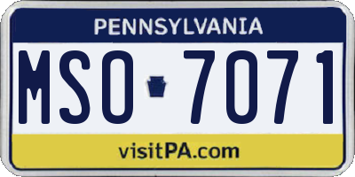 PA license plate MSO7071