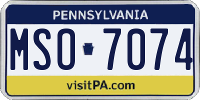 PA license plate MSO7074