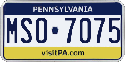PA license plate MSO7075