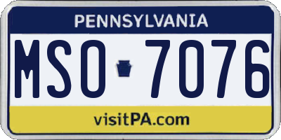 PA license plate MSO7076