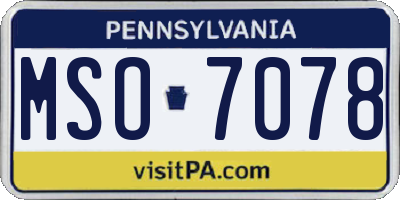 PA license plate MSO7078
