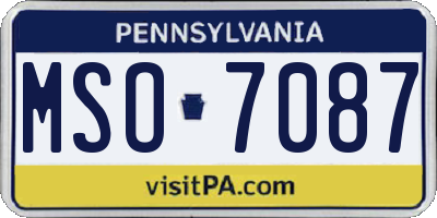 PA license plate MSO7087